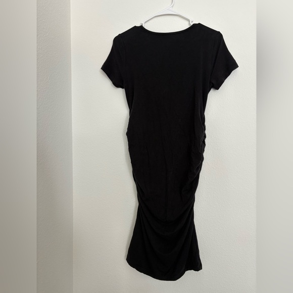 Quince Women's Black Tencel Jersey Maternity Ruched Dress size S Short Sleeve - Picture 4 of 4
